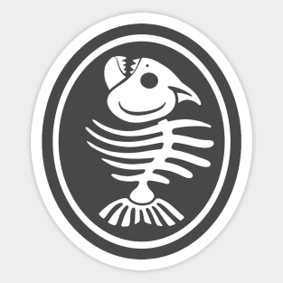 Piranha skeleton.Minimalist design of a fish skull and bones Sticker